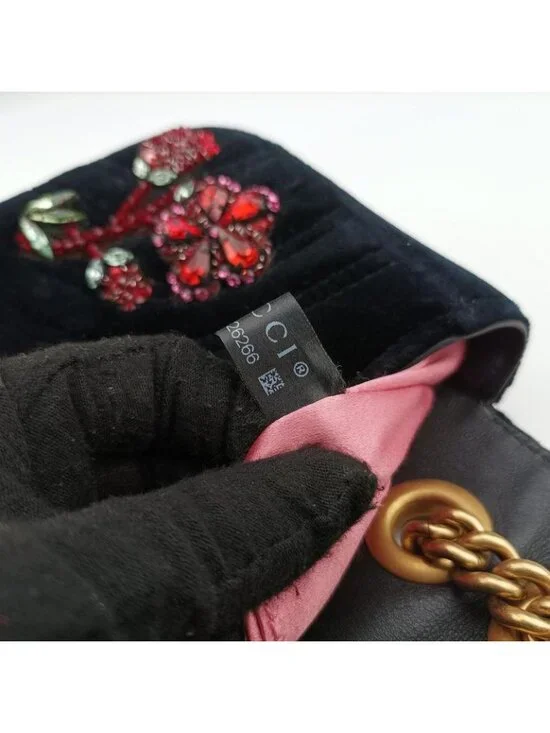 Gucci GG Marmont Black Multicolor Velour Messenger Bag - Picture 13 of 16